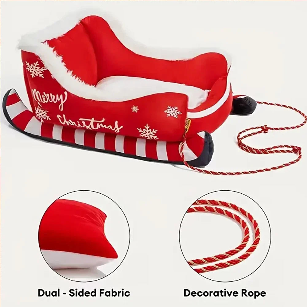 Christmas Sleigh Bed  Removable Washable Plush Pet