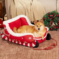 Christmas Sleigh Bed  Removable Washable Plush Pet