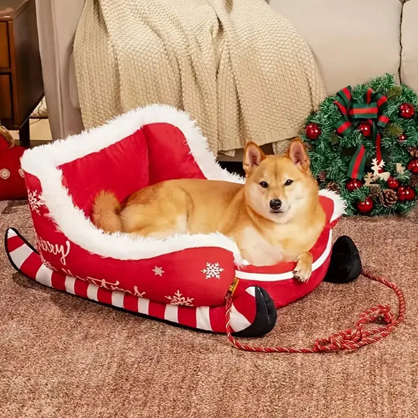 Christmas Sleigh Bed  Removable Washable Plush Pet