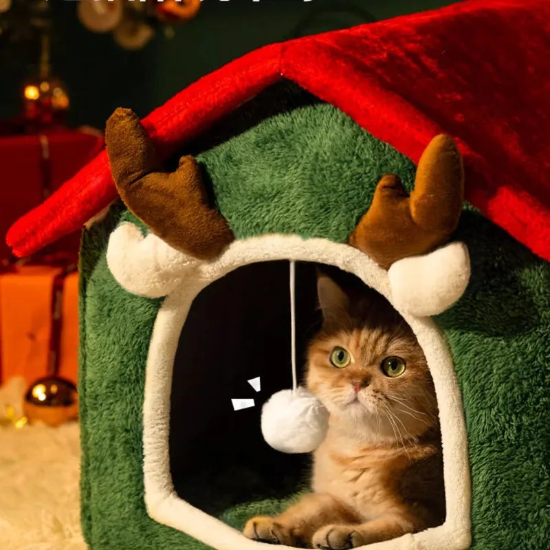 Christmas Cat Nest Pet Warm Soft Plush