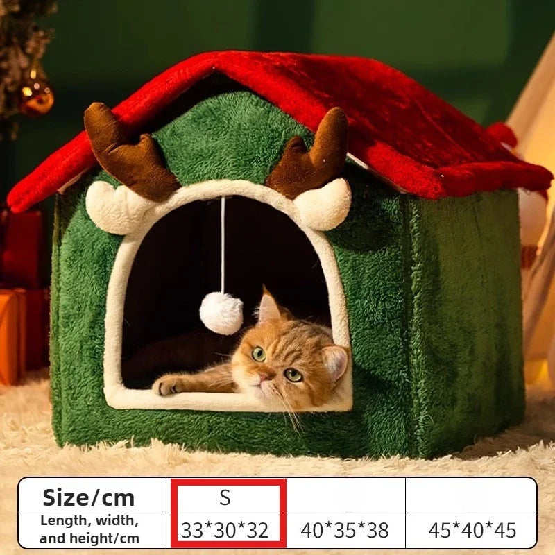 Christmas Cat Nest Pet Warm Soft Plush
